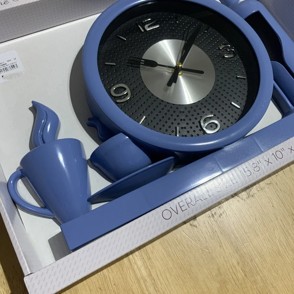 Drink time collection Blue Decorative Wall Clock Overrall Size 15.5x10x1.7
